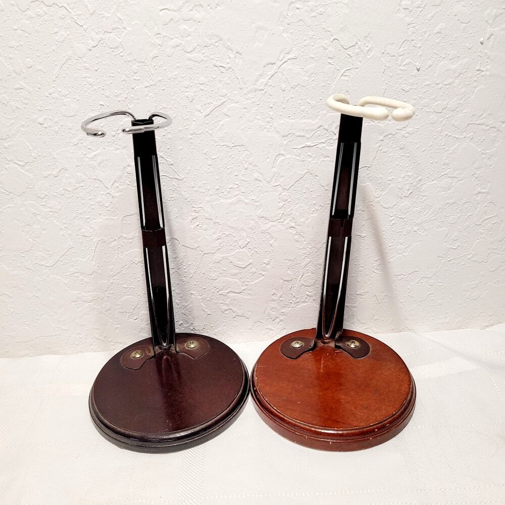 Lot of Wood Base Metal Doll Stands Fits 14" to 20" Dolls Height 7" to 10.5"